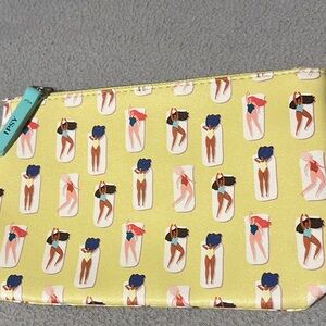 Ipsy Yellow Cosmetic Bag with Beach Pattern